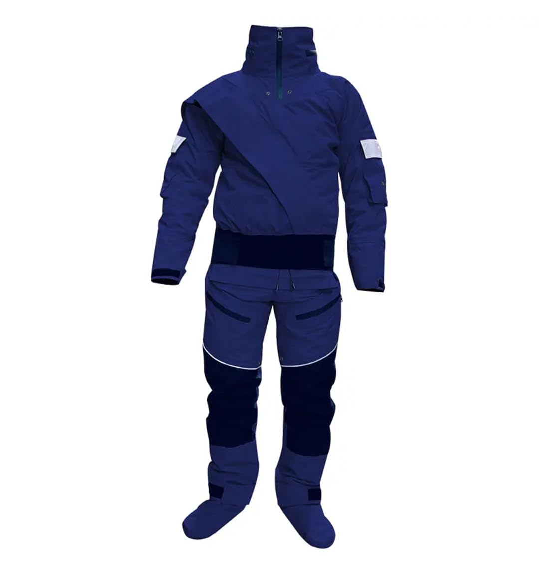 Wjnvfioo Kayak Dry Suits Men Hooded One-Piece Overall Paddling Drysuit Waterproof Survival Rescue Clothes