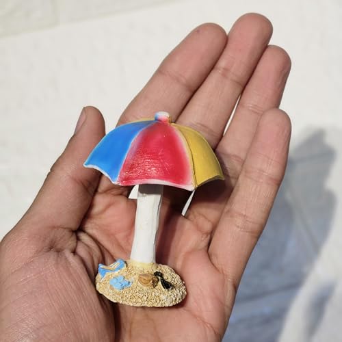 Image of Miniature Beach Umbrella Statue for Mini Garden Dollhouse & Fairy Garden Decor | Resin showpiece for Home Decor Gifting & DIY Terrarium Accessories