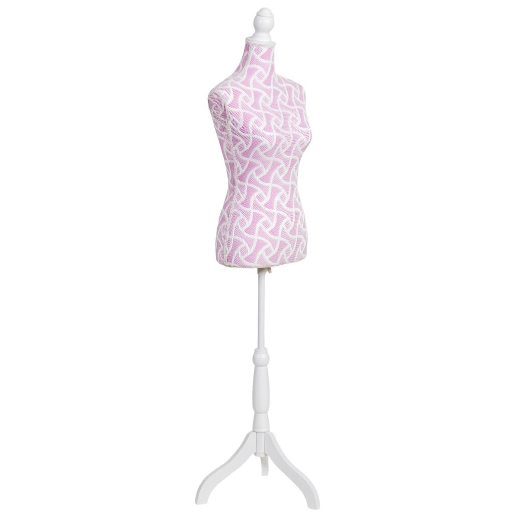Maniquí de Madera y Espuma Forrado de Tela Rosa 24x37.5x168h cm