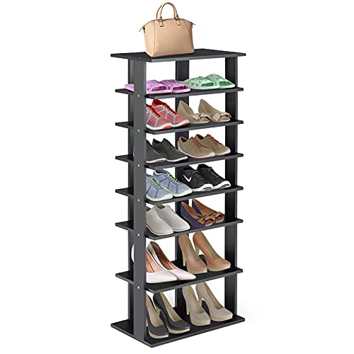 hysache Zapatero de 7 niveles, organizador de zapatos de entrada con múltiples capas, tablero desmontable, diferentes huecos, torre vertical de almacenamiento de zapatos para espacios estrechos y