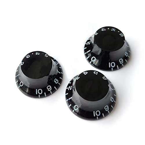 Guitar Anatomy - Top Hat Speed Control Knobs Left-Handed – Volume & Tone for Gibson & Epiphone Les Paul – Black (3x Knob)