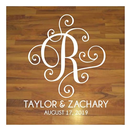 Elegant Scroll Monogram Reception Decor, Personalized Wedding Dance Floor Decal, 30 Colors & Several Sizes