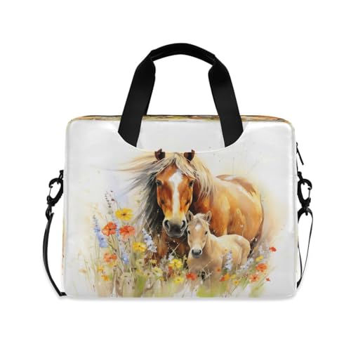 Funda para laptop con diseño de caballo y flores miniatura 1