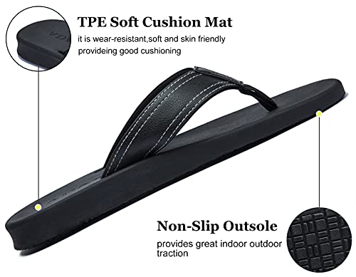 ADAX Mens Comfortable Leather Flip Flops,Non-Slip Sport Cushion Beach Slippers Thong Sandals2