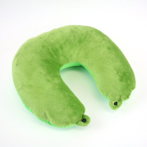 SleepMax MicroBead Ultra Soft Travel Neck Pillow - Hypoallergenic Velvety Cover w/Easy Comfort Snap (Light Green)