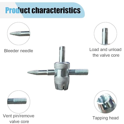 Image of 6PCS Multifunctional Tire Valve Core Removal Tool Installation Kit | 4-Way Tire Valve Tool Kit, Single & Dual Head Tire Stem Core Remover Installer Tools, Fit for Car Bicycle Bike Tire Repair