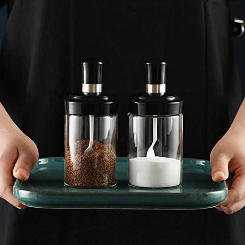 Image of Spoon Jar With Airtight Attached Lid Ghee Pickle Jar Condiment Dinning Table Sugar Pot Oil Dispenser Glass Storage Bottle For Kitchen (250 ML)