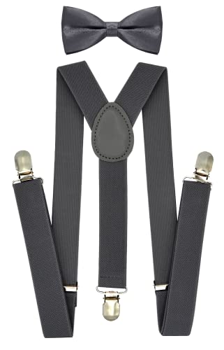 Image of Trilece Kids Boys Suspenders - Adjustable Elastic Y Back and Strong Clips - Various Solid Colors