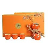Scizorito Juego de té Kung Fu de caqui chino, caja de regalo adecuada para fiestas de ceremonia de té, regalos, hogar, decoración de oficina en el día de la madre, día del padre, cumpleaños y Navidad