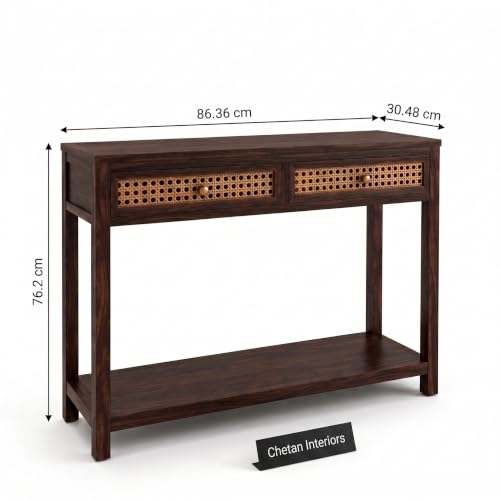 Image of Solid Sheesham Wood Console Table for Living Room Furniture | Hallway Enteryway Console for Home and Office | (Walnut Finish-03)