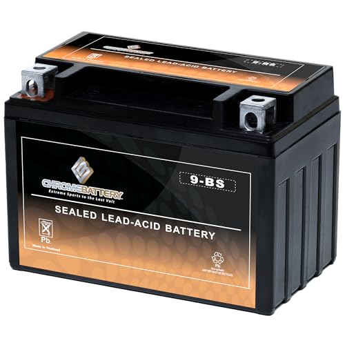 Image of CB CHROMEBATTERY YTX9-BS 12V 135 CCA AGM - Maintenance Free Powersport Battery for ATV, Motorcycle, Scooter - Fits Honda, Yamaha, Polaris, Suzuki (T3 Terminal)