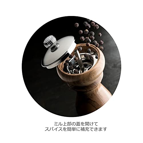 Peugeot - Paris Icone Manual Pepper Mill - Adjustable Grinder - Beechwood, Gloss Black, 18 cm - Image 2