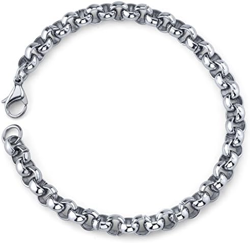 Peora Cool and Classy: Mens Stainless Steel Rolo Link Bracelet