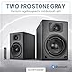 wavemaster TWO PRO stone gray – Regallautsprecher-System (110 Watt) mit Bluetooth-Streaming, digitalen Anschlüssen und IR-Fernbedienung Aktiv-Boxen Nutzung für TV/Tablet/Smartphone, dunkelgrau (66352)