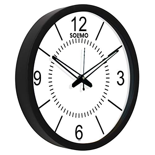 Image of Amazon Brand - Solimo 12-inch Wall Clock - Designer (Silent Movement, Black Frame)