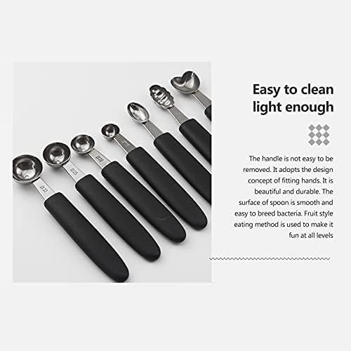 HUIKJI 7Pcs Melon Baller Scoop Set, Stainless Steel Baller Scoop,Stainless Steel Melon Ballers Melon Scoop for Cutting and Scooping Fruit Melons Cake Scoop Cake Press Mold Spoon