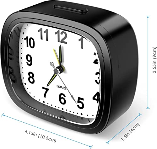 Amir Analog Alarm Clocks For Bedrooms, Ugraded 4'' Super Silent Non Ticking Battery Operated Small Analog Clock, Ascending Beep Sounds Snooze Light Functions Loud Alarm Clock For Heavy Sleepers #TOP5