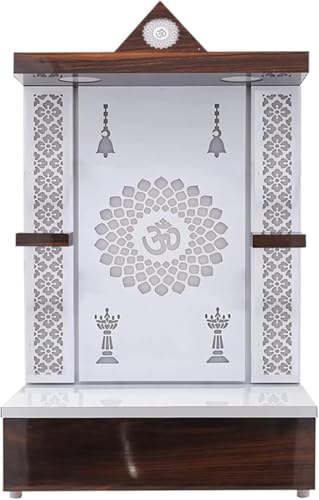 Mandir en bois compact avec éclairage LED pour résoudre le manque de place