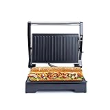 Milton Premium 800 Watt 180&deg; Electric Grill Sandwich Maker | Auto Cut-Off | Cool Stainless steel Uni Touch Body | Non-Stick | Non Toxic BPA, PTFE Free | 1 Year Warranty - Griller + Wooden Tongs Amazon Deal