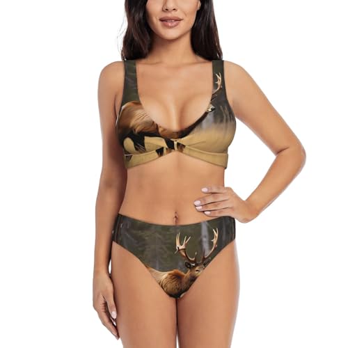Maillot de bain 2 pièces effet gainant imprimé animalier