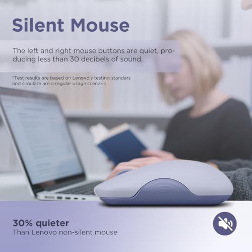 Image of Lenovo 350 Wireless Bluetooth Mouse, Silent Click, 3 Level DPI (1000, 1600, 2400), 36 Month Battery Life, 2 Device Pairing, Meta Grape