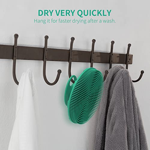 Image of Silicone Body Scrubber Shower Bath Brush, More Hygienic Than Traditional Loofah, Lather Nicely, Long Lasting, Gentle Exfoliating For Women Men Baby Sensitive Skin, 1 Pack, Green
