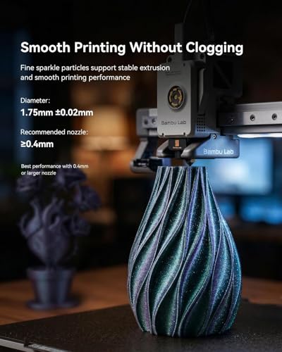 Image of SUNLU Galaxy PLA Filament 1.75mm, Galaxy Peacock, Color-Shifting Pearlescent Glitter PLA, Light-Activated Shine, Smooth Gloss Finish, Neatly Wound, Fits Most FDM Printers,1kg Reusable Spool (2.2lbs)