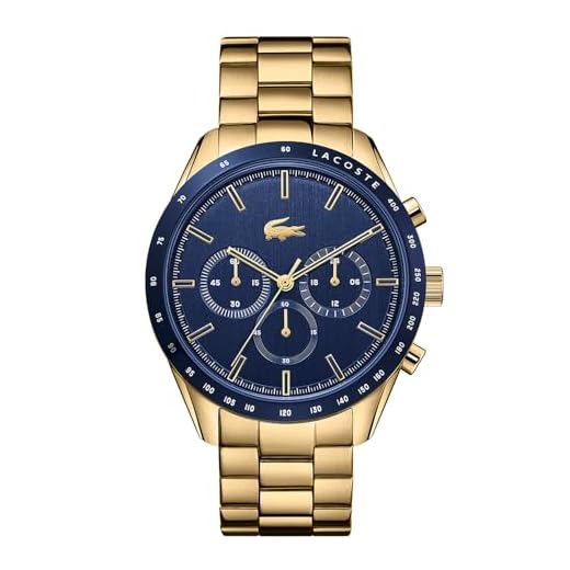 Lacoste Reloj Cronógrafo de Cuarzo para hombre Colleción BOSTON con Correa en Acero Inoxidable o cuero, Yellow Gold Link