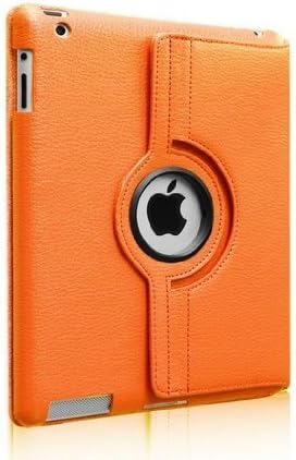 EX ELECTRONIX EXPRESS 360 Degree Rotating Orange PU Leather Case Cover for Apple iPad 2 or iPad 3