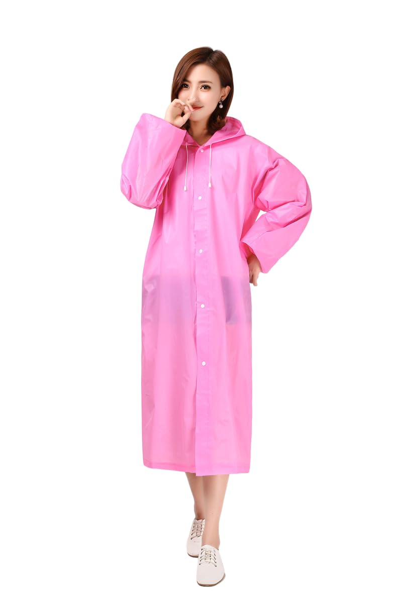FIRMED STRING RAINCOAT FOR WOMEN'S-PVC Material TRANSPARENT WATERPROOF REUSEABLE RAINWEAR WITH FUNCTIONAL POCKETS -ADJUSTABLE HOOD AND CARRYING POUCH-image-48