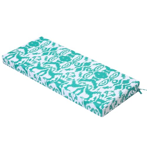 PRIMEPATIO Outdoor Garden Bench Cushion, Patio Waterproof Long Bench Replacement Cushion, Patio Loveseat Furniture 2 Seater Chair Pad with Ties, Blue, 108x45cm