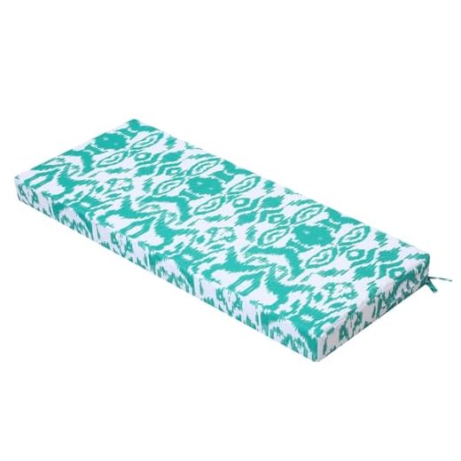 PRIMEPATIO Outdoor Bench Cushion 143×52cm – Waterproof Memory Foam 3‑Seater Bench Pad Blue | Patio Love‑Seat & Window‑Seat Replacement Cushion, UV & Water Resistant, Secure Ties for Stability