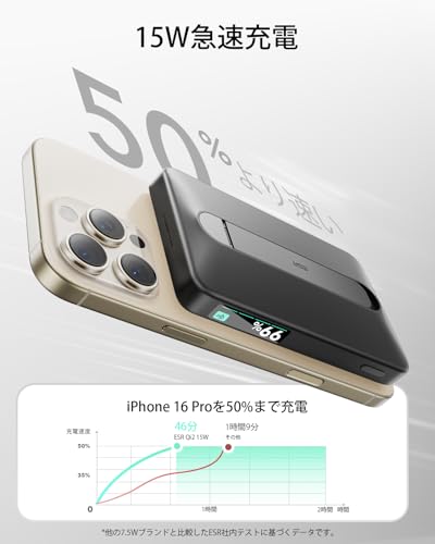 ESR Qi2認証MagSafe対応モバイルバッテリー 10,000mAh 2G524 の商品画像 2