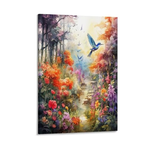 Peintures sur toile oiseaux et fleurs de qualité premium pour couloir