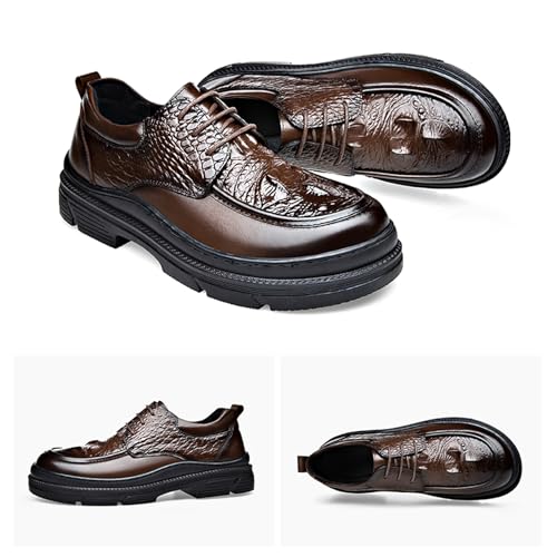 Men's Printed Leather Platform Oxfords Classic Lace Up Round Toe Comfortable Non-Slip Height Increasing Shoes Business Work Wedding Party Dress Shoes2