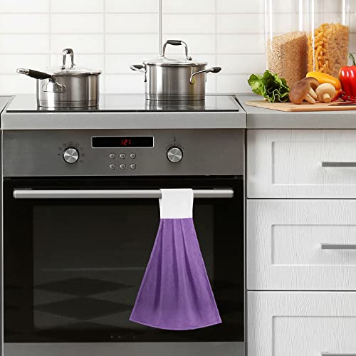 Kigai Purple Solid Color Hanging Tie Towels Set Of 2, Absorbent Hand Towels Tea Bar Dish Dry Towels For Kitchen Bathroom Home Decor, 14 X18.2 Inch #TOP5
