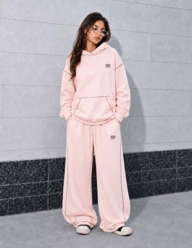 Image of Aelfric Eden Sweatsuits Women 2 Piece Outfit Fall Fleece Tracksuit Matching Oversized Hoodies Baggy Sweatpants Set