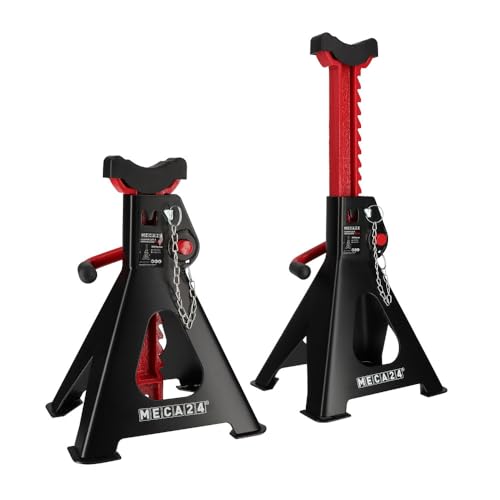 MECA24 Jeu de 2 chandelles Hautes 3 tonnes - Chandelles Voiture Utilitaire - Système à crémaillère - Ht 319 à 482mm Max - Poignée Acier