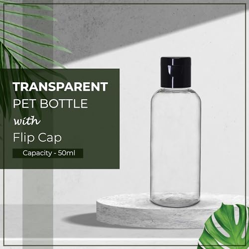 Image of nsb herbals 50ml Empty Clear Plastic Bottles Refillable Travel Size Cosmetic Containers Small Leak Proof Squeeze Bottles with Black Flip Cap for Toiletries, Shampoos, Lotions, Creams (9)