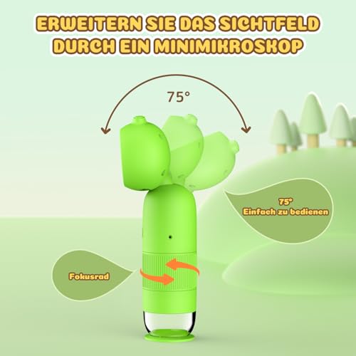 2 IPS-Bildschirm Kindermikroskop - 1000-fache Vergrößerung, tragbares Handmikroskop, Foto- und Videoaufnahme, lustiges Lernwerkzeug für Kinder