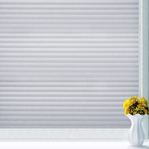 【remecle】 窓用フィルム 窓ガラス目隠しフィルム デザインフィルム 【 水だけで貼れる 飛散防止 断熱 UVカット 90cm幅 ブラインドボーダー スキージー付き 】 窓 目隠しシート 貼り直し可能 ガラスフィルム 目隠し フィルム 遮光 リメイク