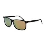 Sunglasses Men's PLD 2075/S/X Rectangular Sunglasses, Matte Black/Polarized Gray Gold Mirrored, 59mm, 13mm