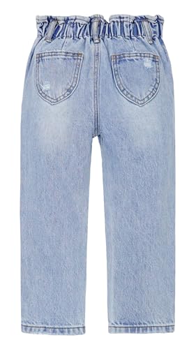KIDSCOOL SPACE Baby Girls Jeans,Toddler Boy Elastic Waist with D-Ring Square-Shaped Pockets Straight Leg Denim Pants2