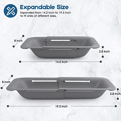 Collapsible Colander Kitchen Extendable Strainer Fruits Vegetables Noodle Pasta Food Drain Basket Space-Saver Portable Drainer Over Sink (Grey) #TOP2