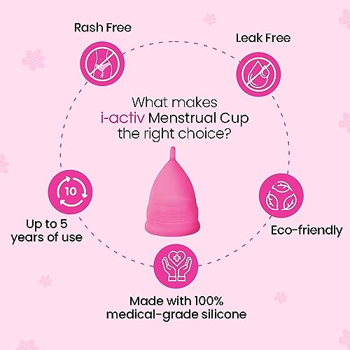 i-activ Menstrual Cup for Women with free sterilizer case | Rash-Free, Leak-Free & Ultra soft Cup with Pouch| 100% Medical Grade Silicone | 8-10... - Image 3