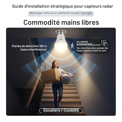 Ampoule LED détecteur de mouvement 9W E27 blanc chaud 2700K automatique - 5