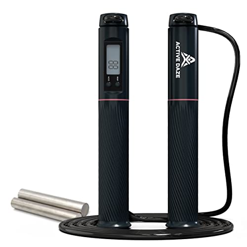 Jump Rope with Digital and Calorie Counter - Weighted Jump Rope for Fitness, Weight Loss, Exercise, Workout, Gym, Speed Skipping, Boxing - Adjustable Rope for Men, Women & Kids