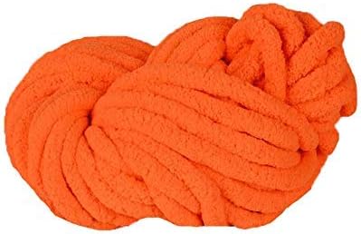 FAU-Chunky Chenille Yarn Orange Super Chunky Jumbo Soft Arm Knitting Crocheted Blanket Giant Knit Blanket? ,Moms Present,250g