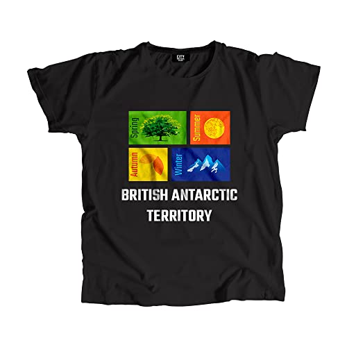 T-shirt British Antarctic Territory Seasons noir unisexe en coton