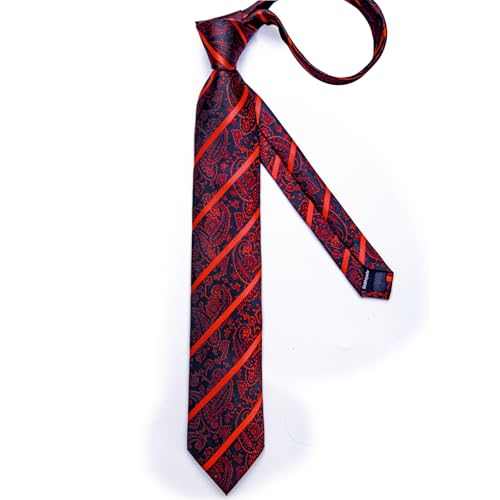 Image of DiBanGu Mens Paisley Tie Set Silk Woven Jacquard Necktie and Pocket Square Cufflinks Gift Set for Wedding Bussiness